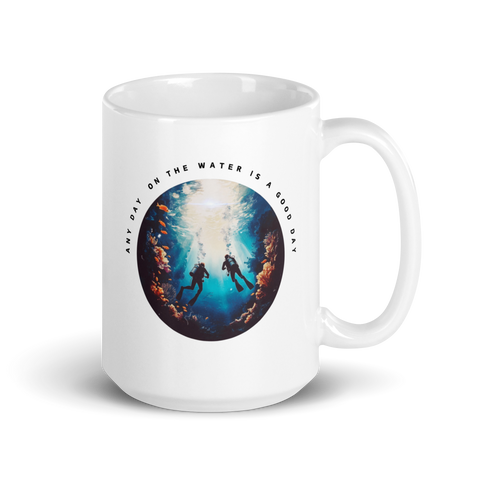 White glossy mug Scuba Diving